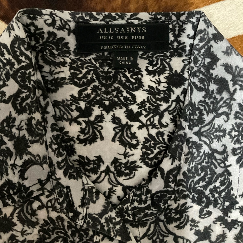 All Saints Rivet Mercury 100% Silk Button Down Blouse - Picture 5 of 9